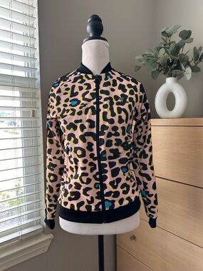 Adidas Pink and Yellow Animal Print Jacket